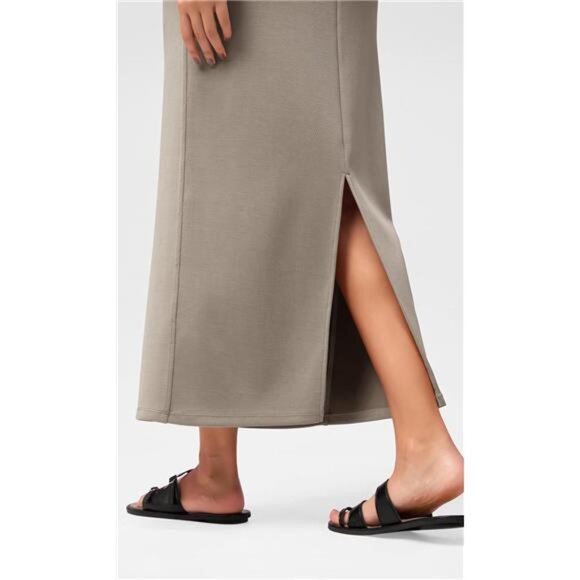 Soft Maxi Skirt, Casual Long Pencil Skirts Light Brown - Picture 4 of 5